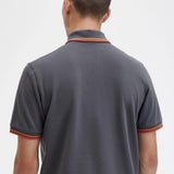 Polo Fred Perry M12 Gris Plomizo Naranja Rojo Cibernético Made In England - ECRU