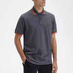 Polo Fred Perry M12 Gris Plomizo Naranja Rojo Cibernético Made In England - ECRU
