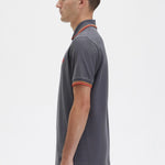 Polo Fred Perry M12 Gris Plomizo Naranja Rojo Cibernético Made In England - ECRU