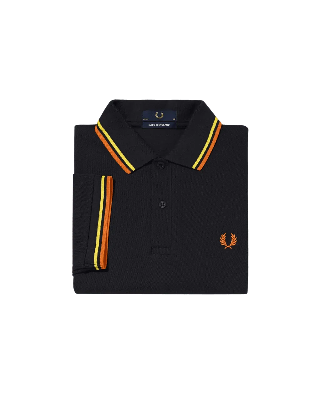 Polo Fred Perry M12 Negro Amarillo Naranja Cibernético Made In England - ECRU