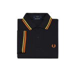 Polo Fred Perry M12 Negro Amarillo Naranja Cibernético Made In England - ECRU