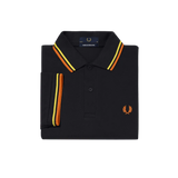 Polo Fred Perry M12 Negro Amarillo Naranja Cibernético Made In England - ECRU