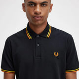 Polo Fred Perry M12 Negro Amarillo Naranja Cibernético Made In England - ECRU
