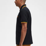 Polo Fred Perry M12 Negro Amarillo Naranja Cibernético Made In England - ECRU