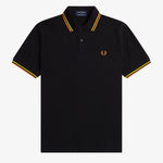 Polo Fred Perry M12 Negro Amarillo Naranja Cibernético Made In England - ECRU