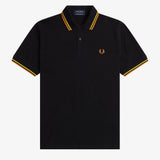Polo Fred Perry M12 Negro Amarillo Naranja Cibernético Made In England - ECRU