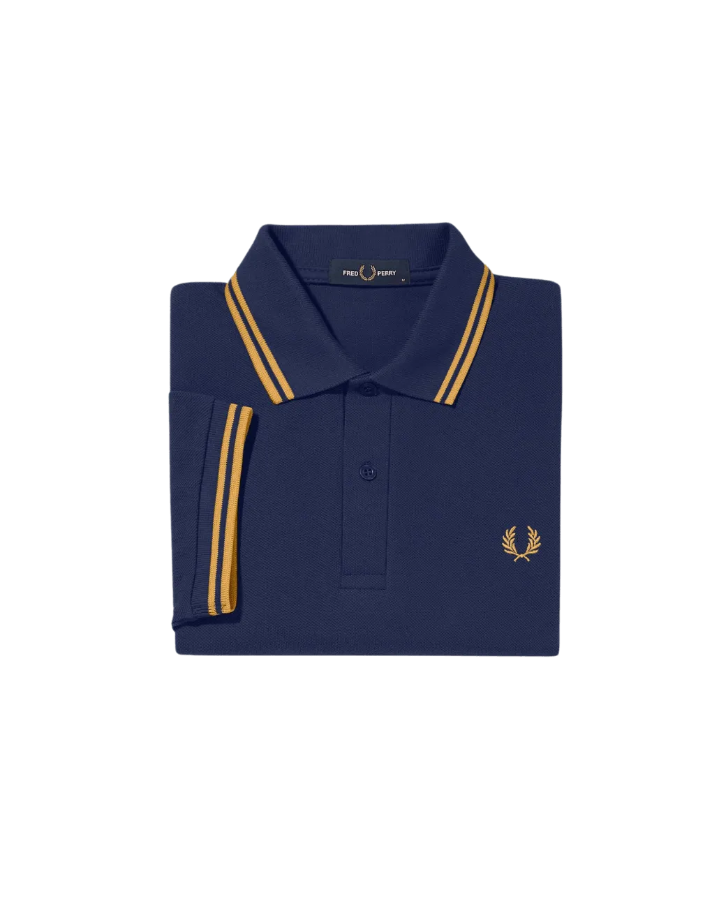 Polo Fred Perry M3600 Azul marino francés Hora dorada - ECRU
