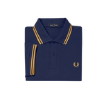 Polo Fred Perry M3600 Azul marino francés Hora dorada - ECRU