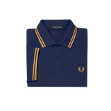 Polo Fred Perry M3600 Azul marino francés Hora dorada - ECRU