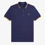 Polo Fred Perry M3600 Azul marino francés Hora dorada - ECRU
