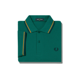 Polo Fred Perry M3600 Bottle Green Amber Carbon Blue - ECRU