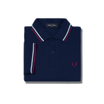 Polo Fred Perry M3600 Carbon Blue Brighton Blue Aubergine - ECRU