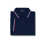 Polo Fred Perry M3600 Carbon Blue Brighton Blue Aubergine - ECRU