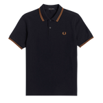 Polo Fred Perry M3600 Navy Dark Caramel Dark Caramel - ECRU