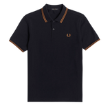 Polo Fred Perry M3600 Navy Dark Caramel Dark Caramel - ECRU