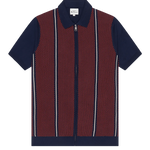 Polo Jacquard De Manga Corta Con Cremallera Y Punto - Marine - ECRU