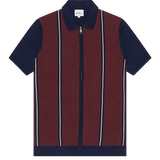 Polo Jacquard De Manga Corta Con Cremallera Y Punto - Marine - ECRU