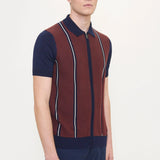 Polo Jacquard De Manga Corta Con Cremallera Y Punto - Marine - ECRU