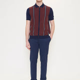 Polo Jacquard De Manga Corta Con Cremallera Y Punto - Marine - ECRU