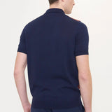 Polo Jacquard De Manga Corta Con Cremallera Y Punto - Marine - ECRU