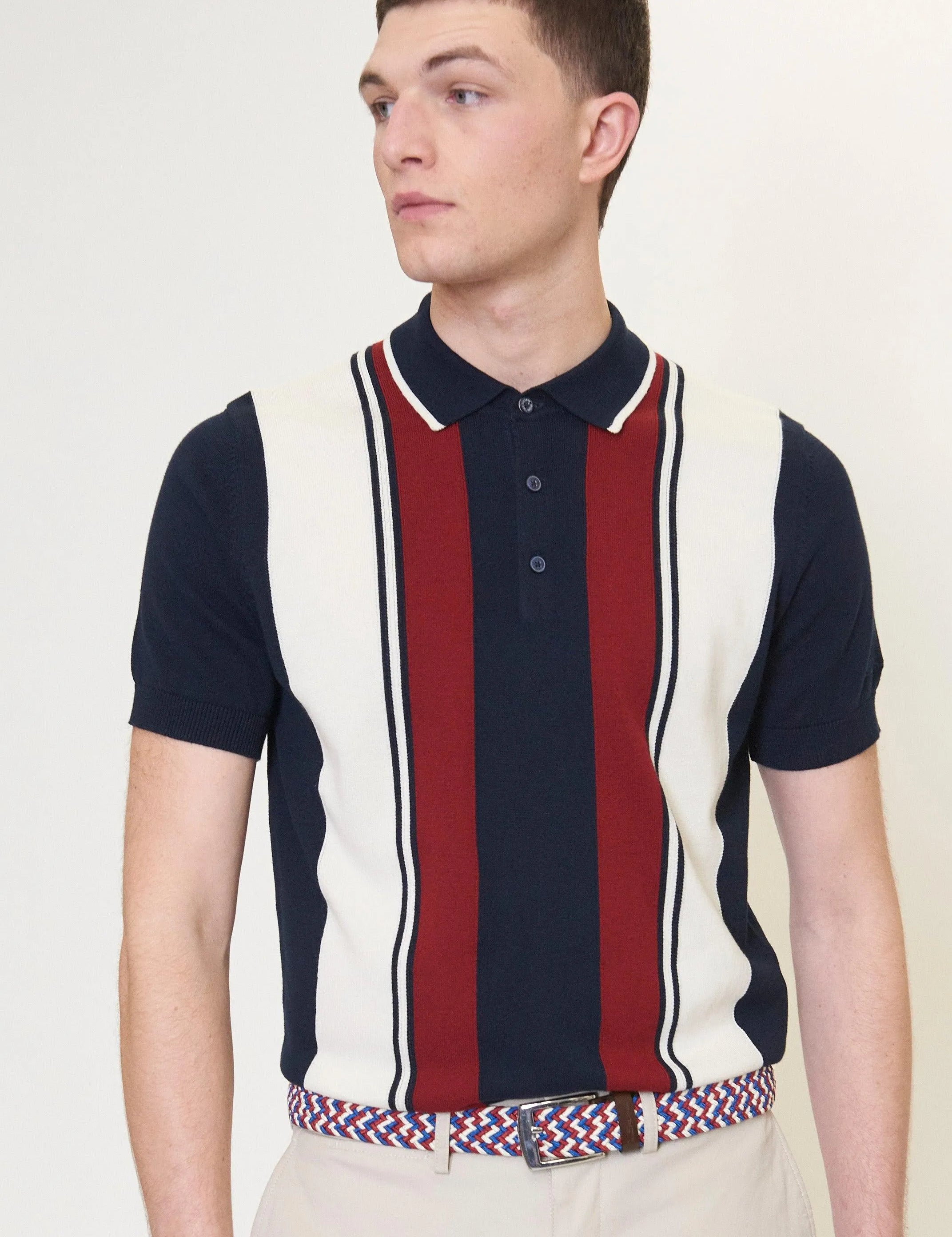 Polo Mod Stripe de Punto - ECRU