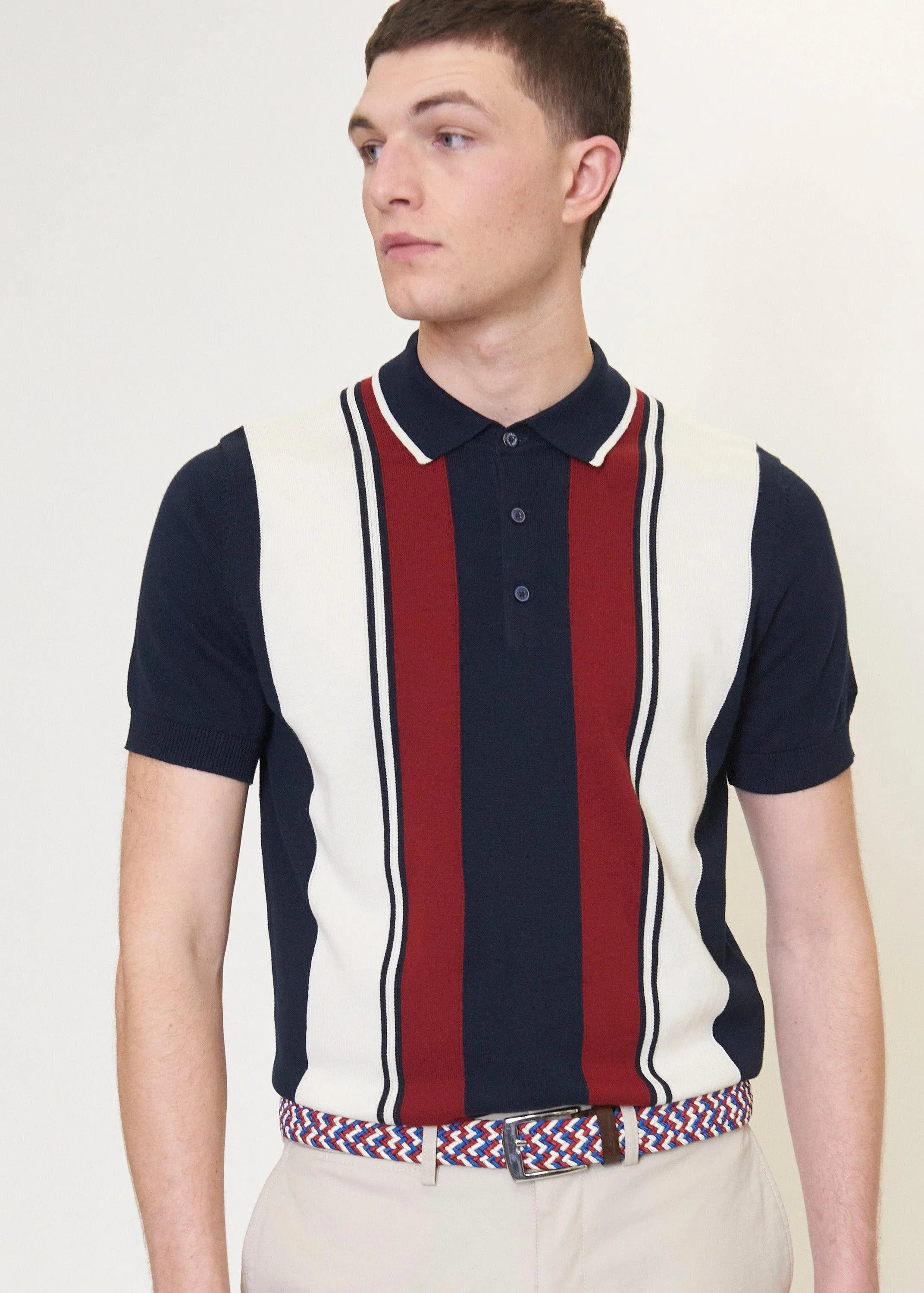 Polo Mod Stripe de Punto - ECRU