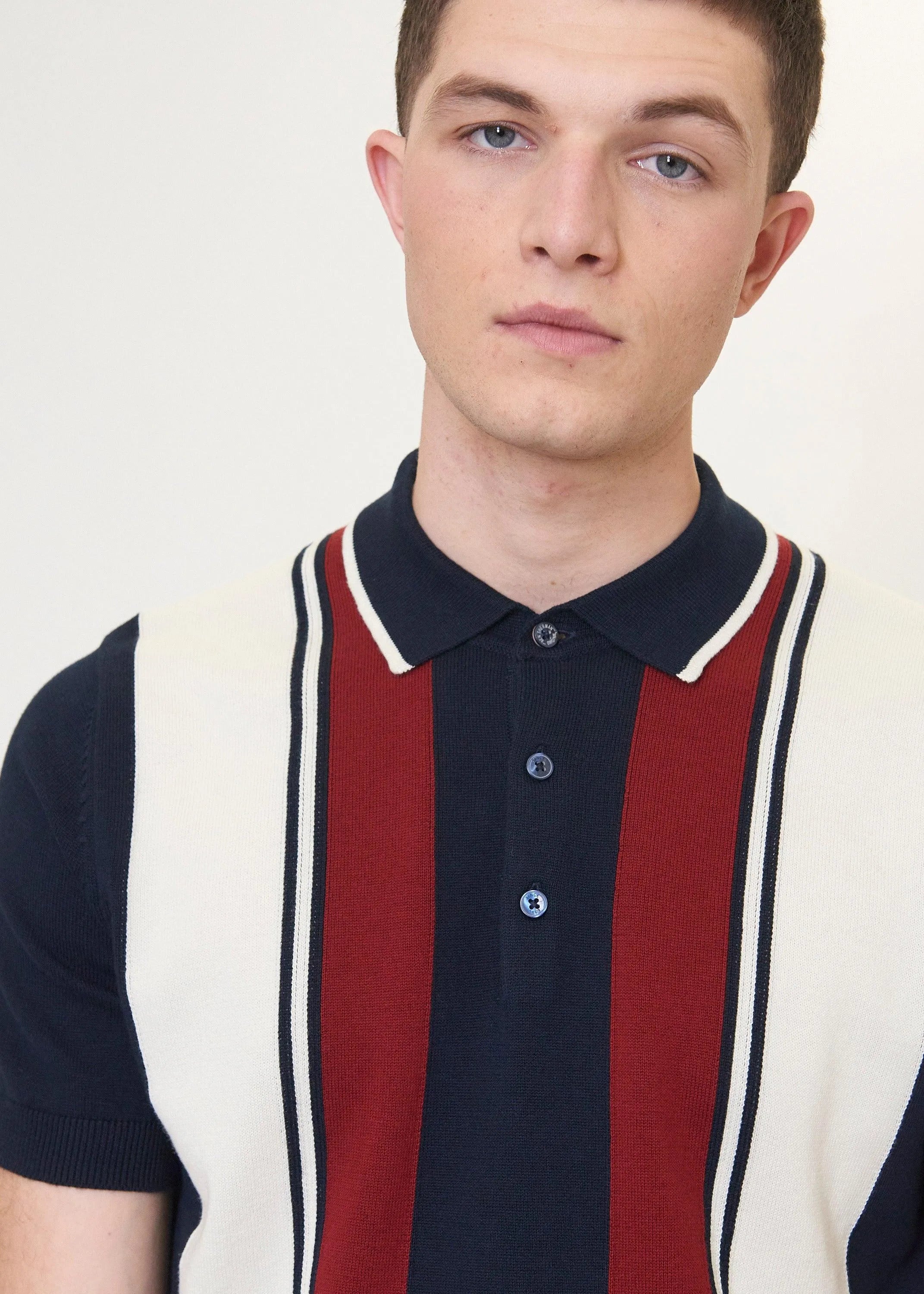 Polo Mod Stripe de Punto - ECRU