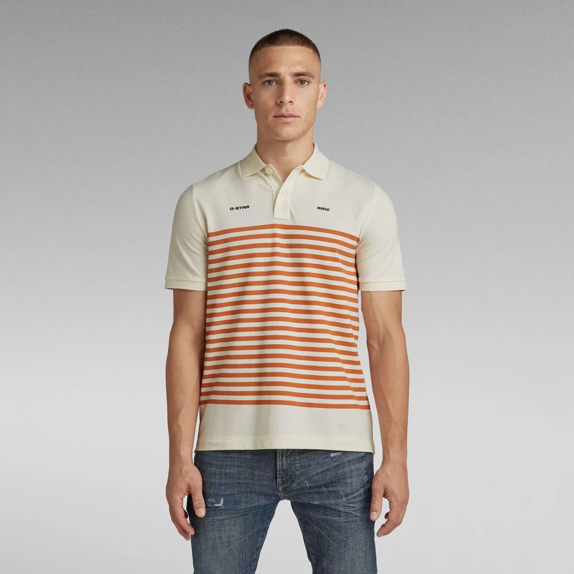 Polo Printed Stripe Papyrus Burned Orange Stripe - ECRU