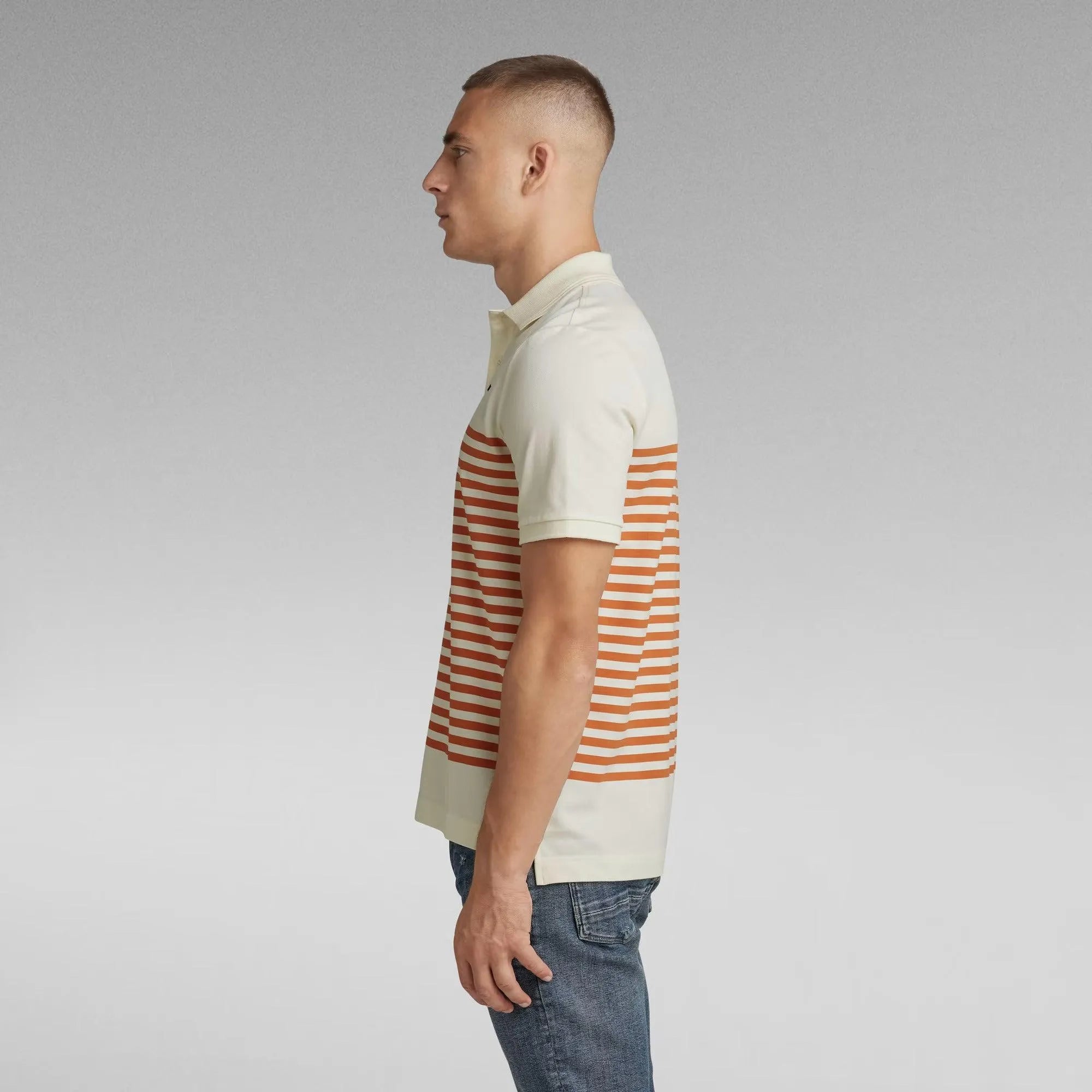 Polo Printed Stripe Papyrus Burned Orange Stripe - ECRU
