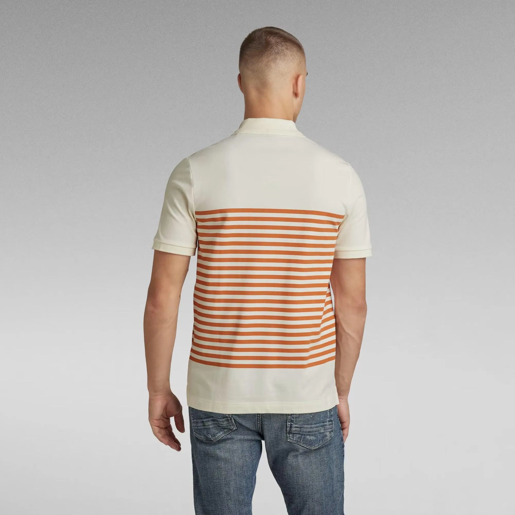 Polo Printed Stripe Papyrus Burned Orange Stripe - ECRU