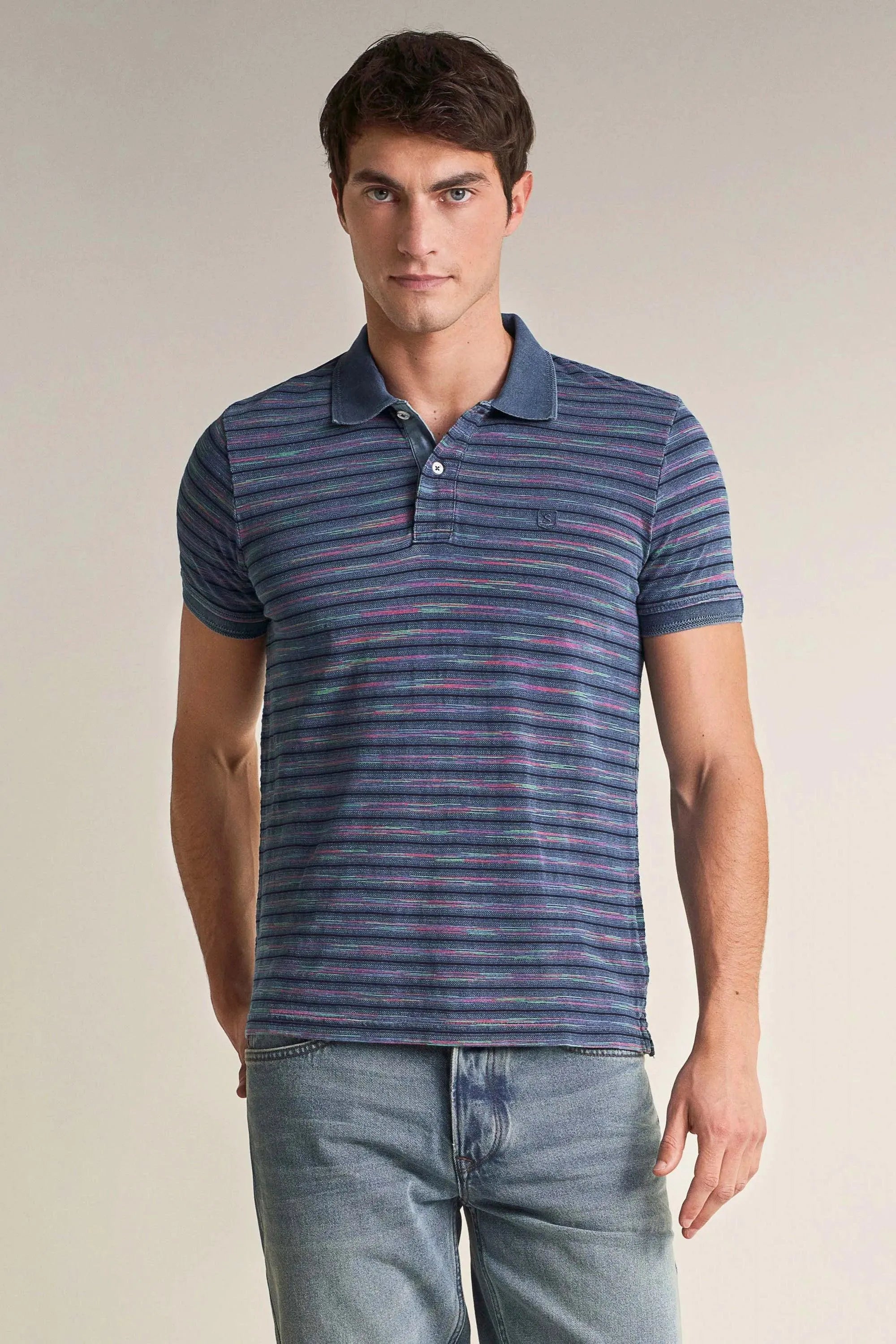 Polo Regular Fit con Textura - ECRU