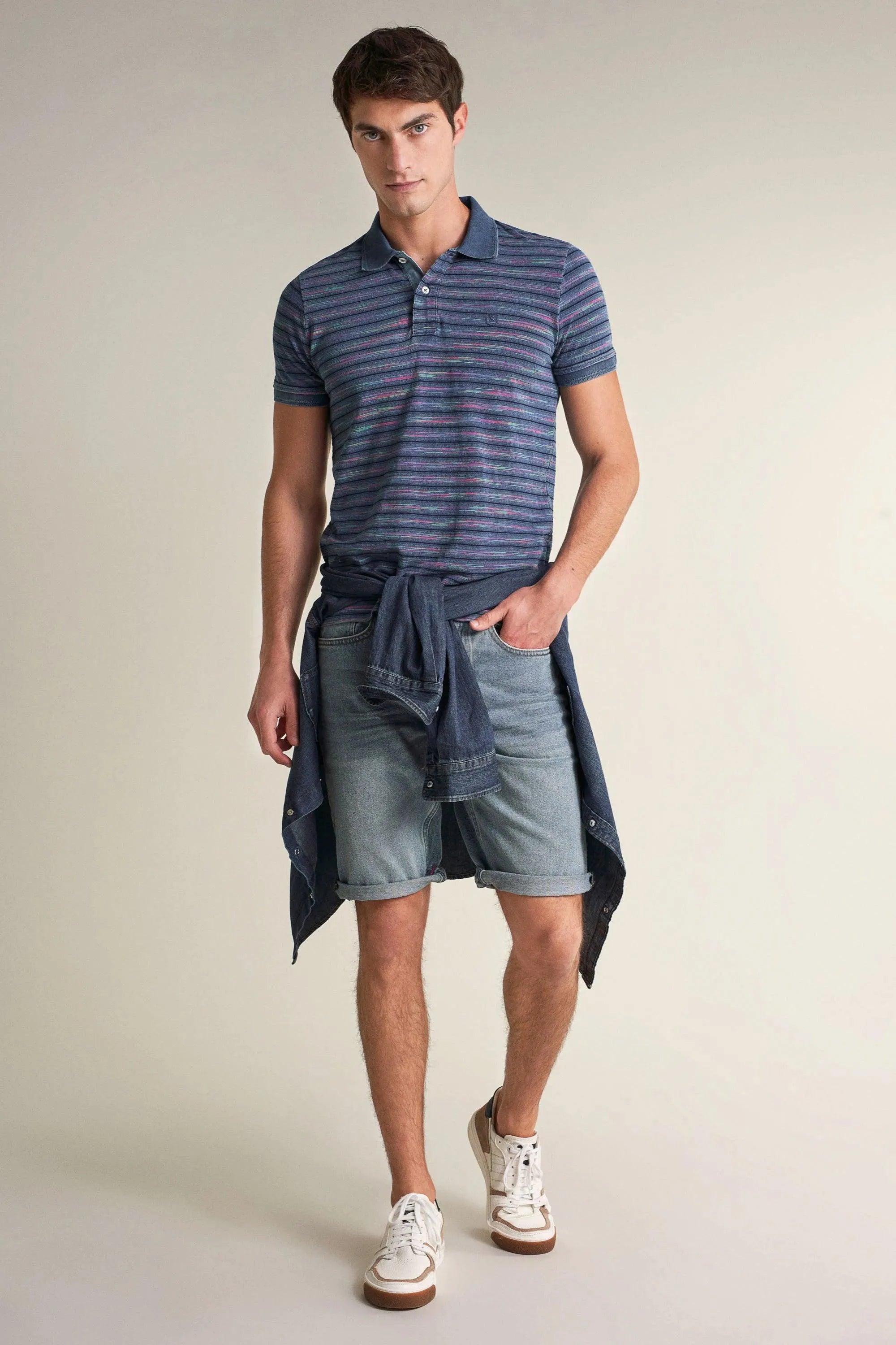 Polo Regular Fit con Textura - ECRU