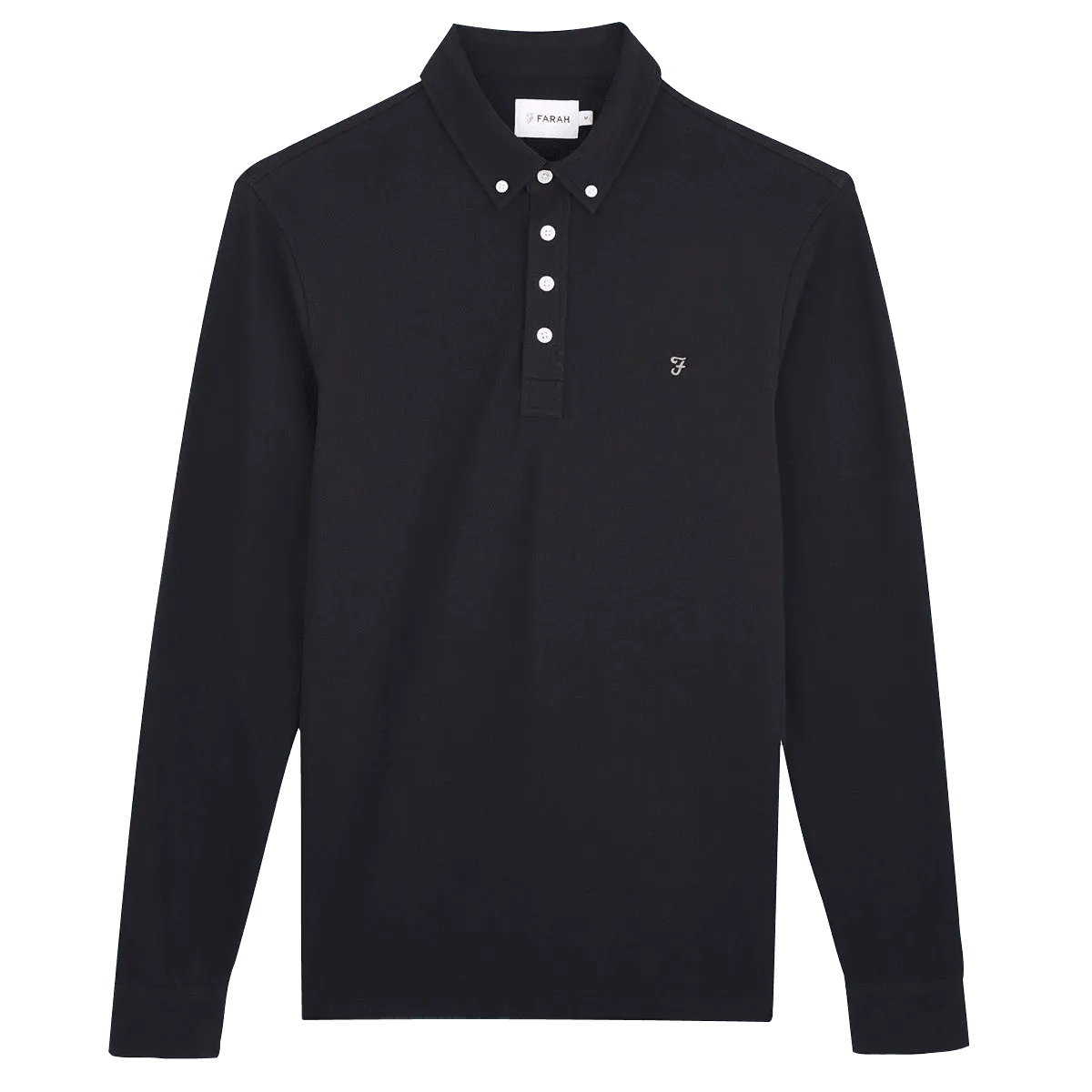 Polo Ricky de corte slim de algodón orgánico de manga larga - ECRU