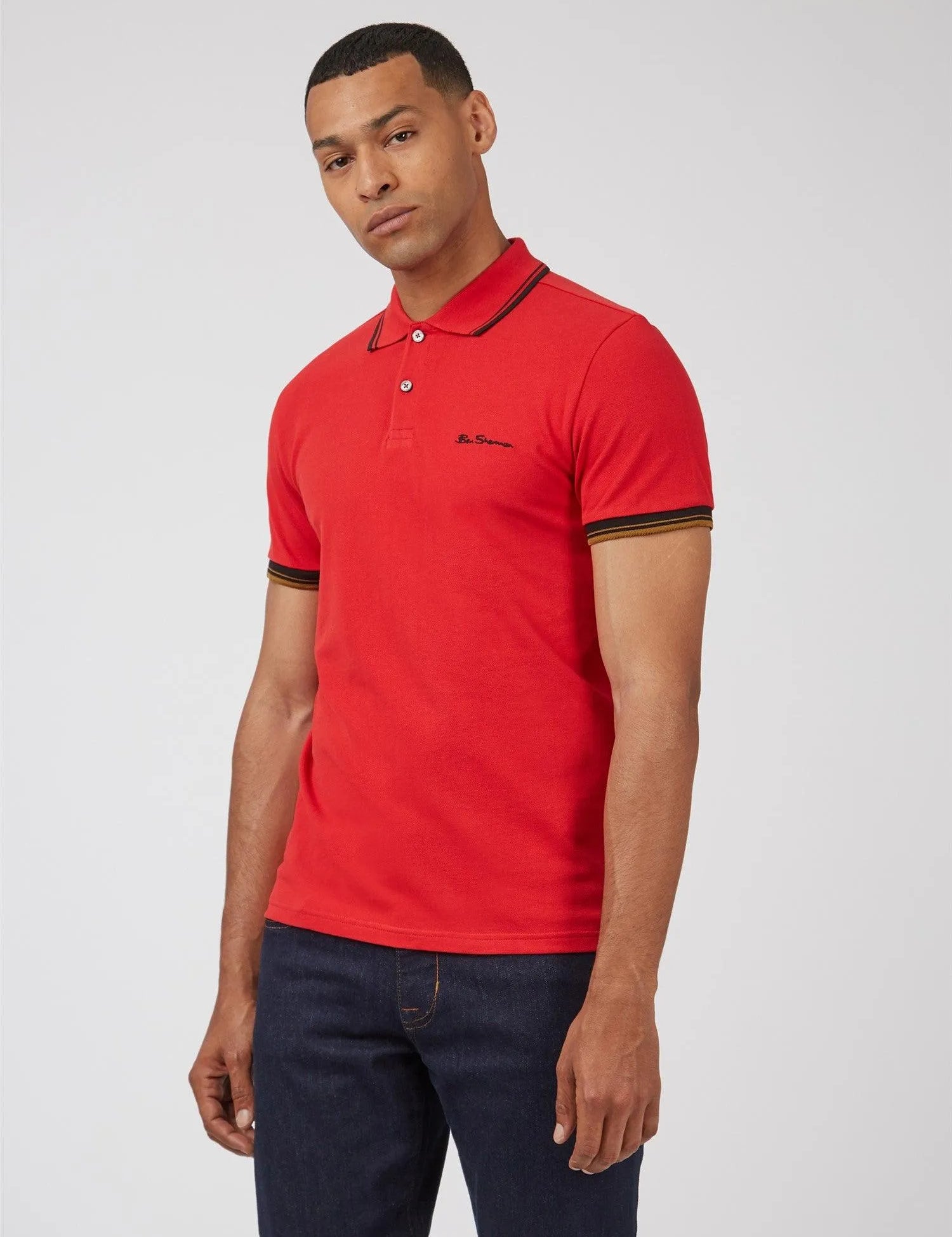 Polo Signature Algodón Orgánico Bright Red - ECRU