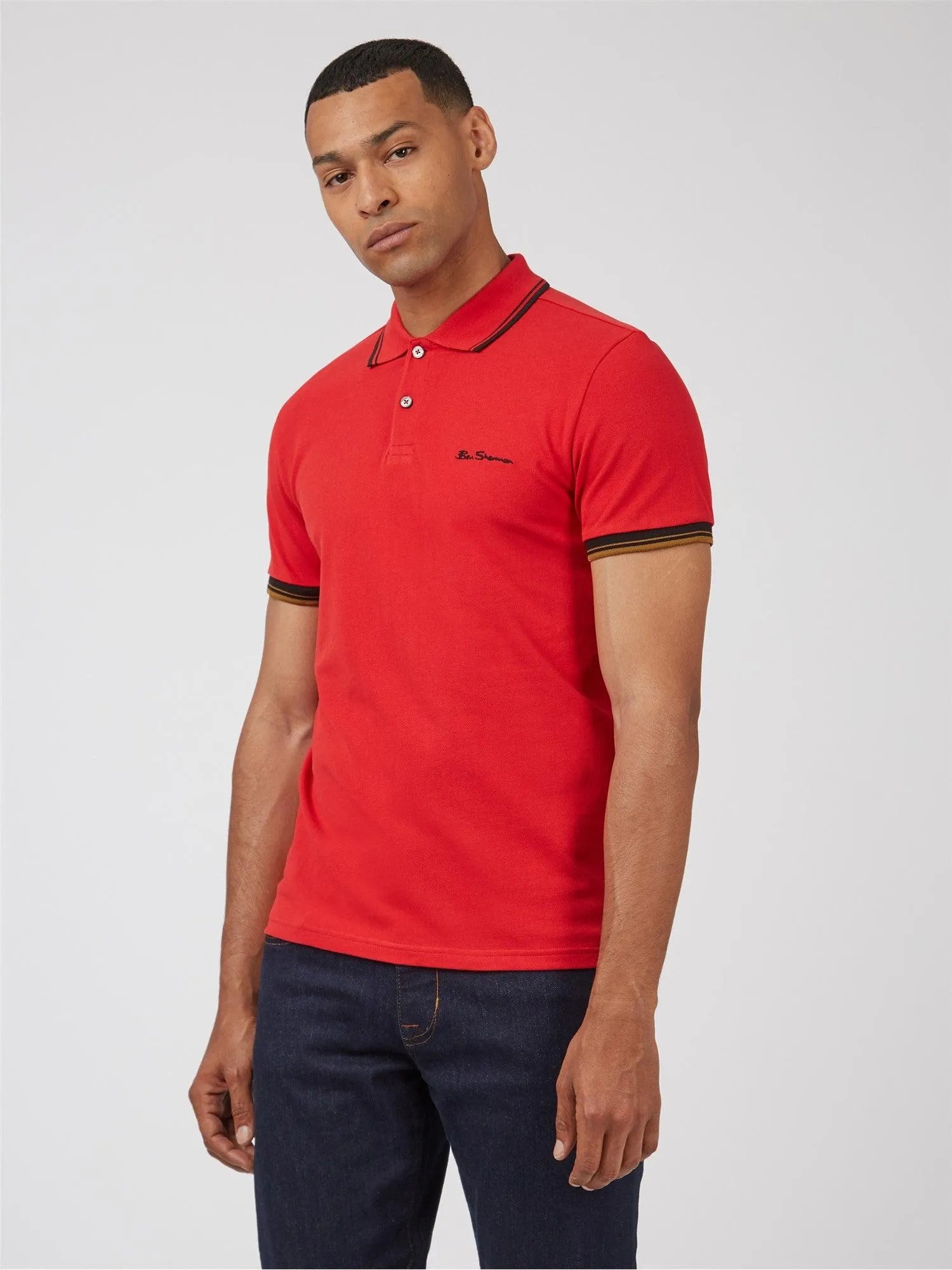Polo Signature Algodón Orgánico Bright Red - ECRU