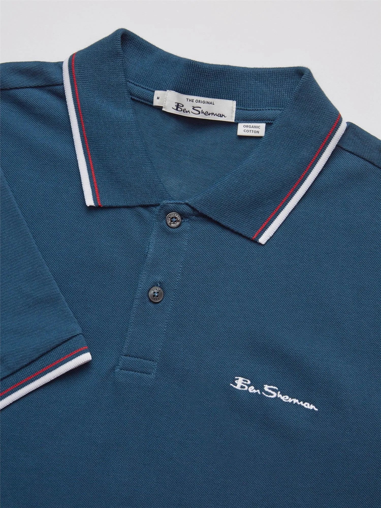Polo Signature Algodón Orgánico Dark Teal - ECRU