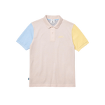 Polo unisex Lacoste L!VE relaxed fit en piqué de algodón con diseño color block - ECRU