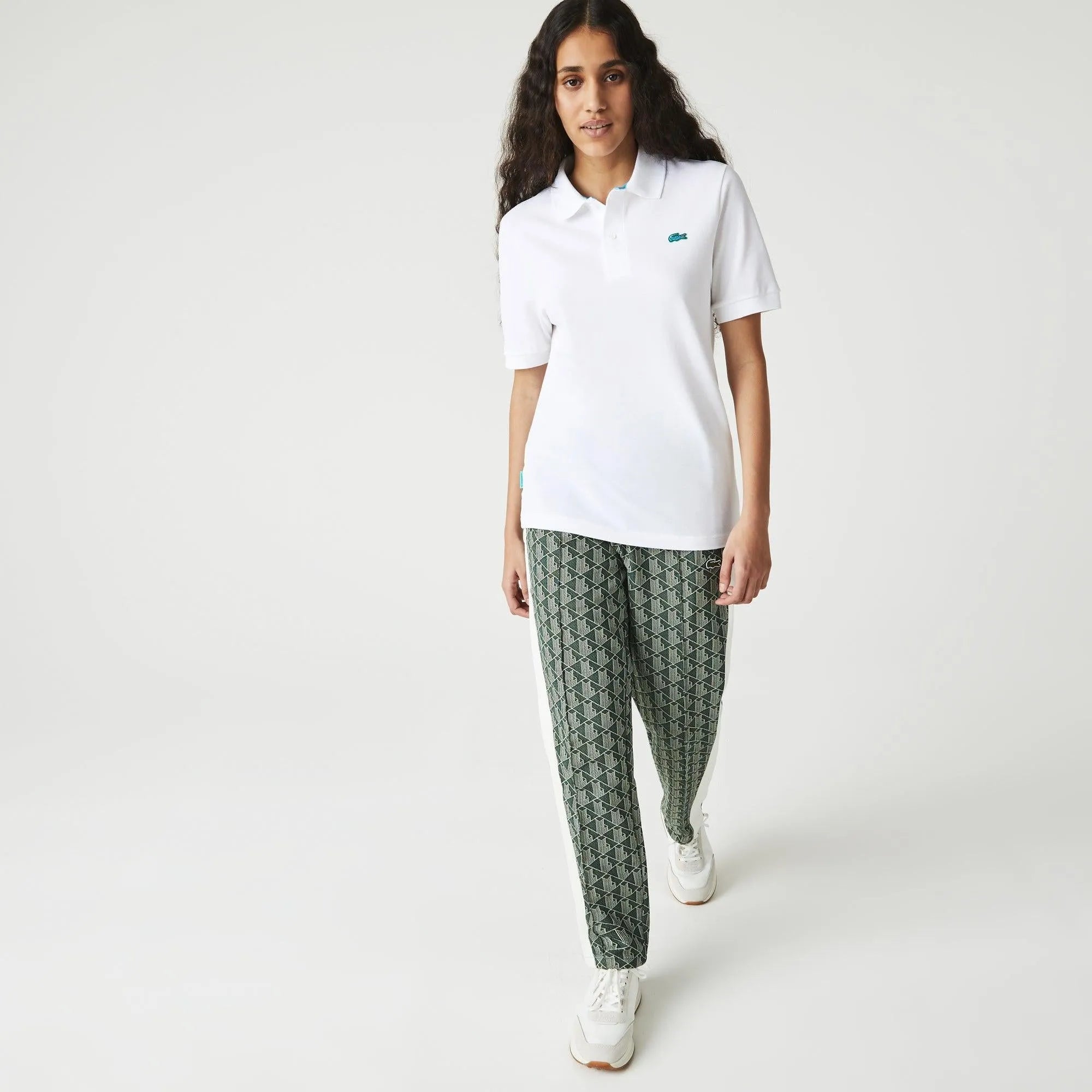Polo unisex Lacoste L!VE relaxed fit en piqué de algodón stretch - ECRU