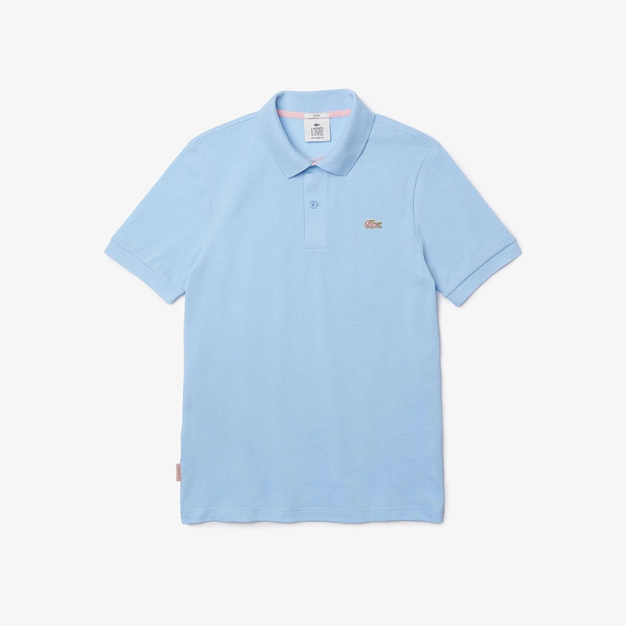 Polo unisex Lacoste L!VE relaxed fit en piqué de algodón stretch - ECRU