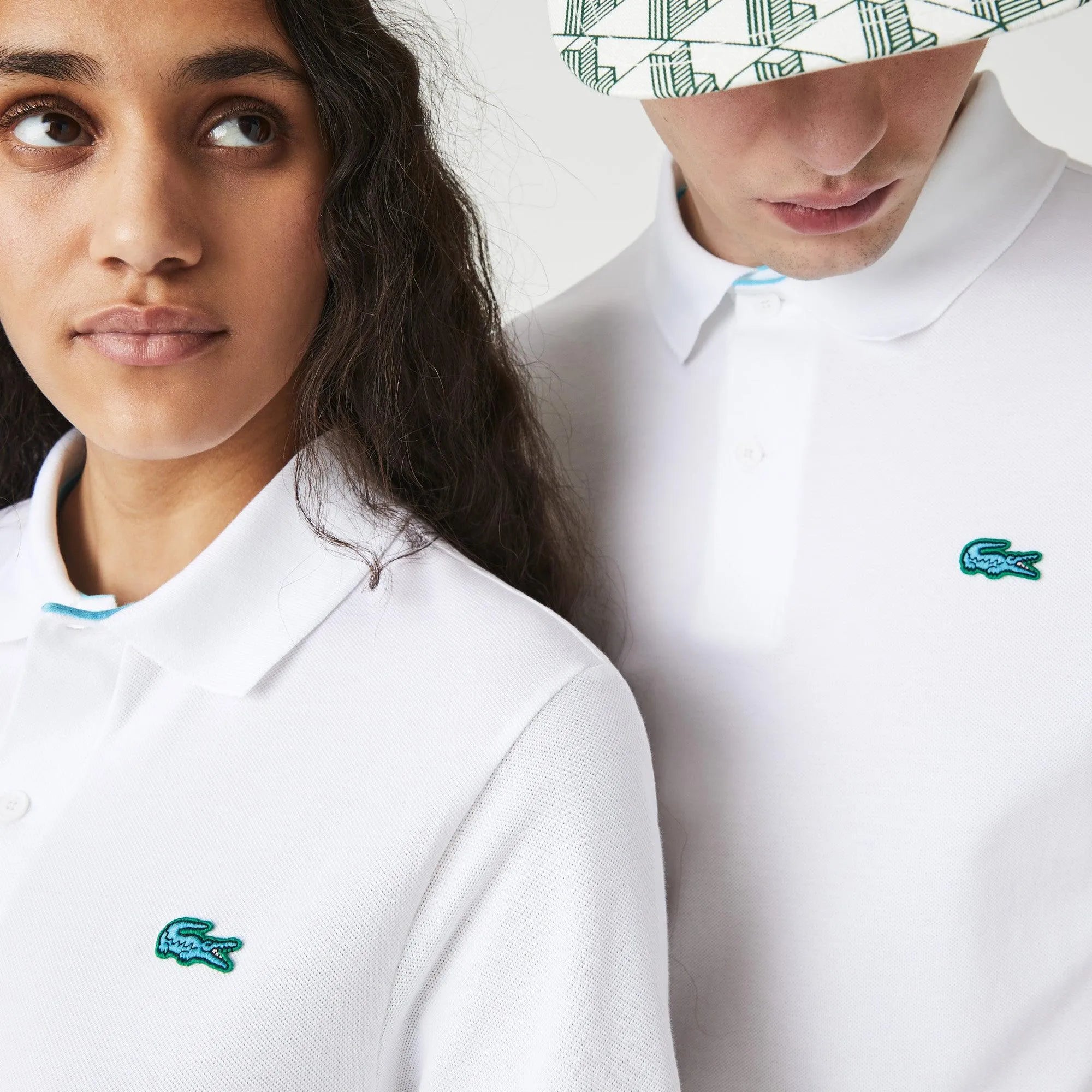 Polo unisex Lacoste L!VE relaxed fit en piqué de algodón stretch - ECRU