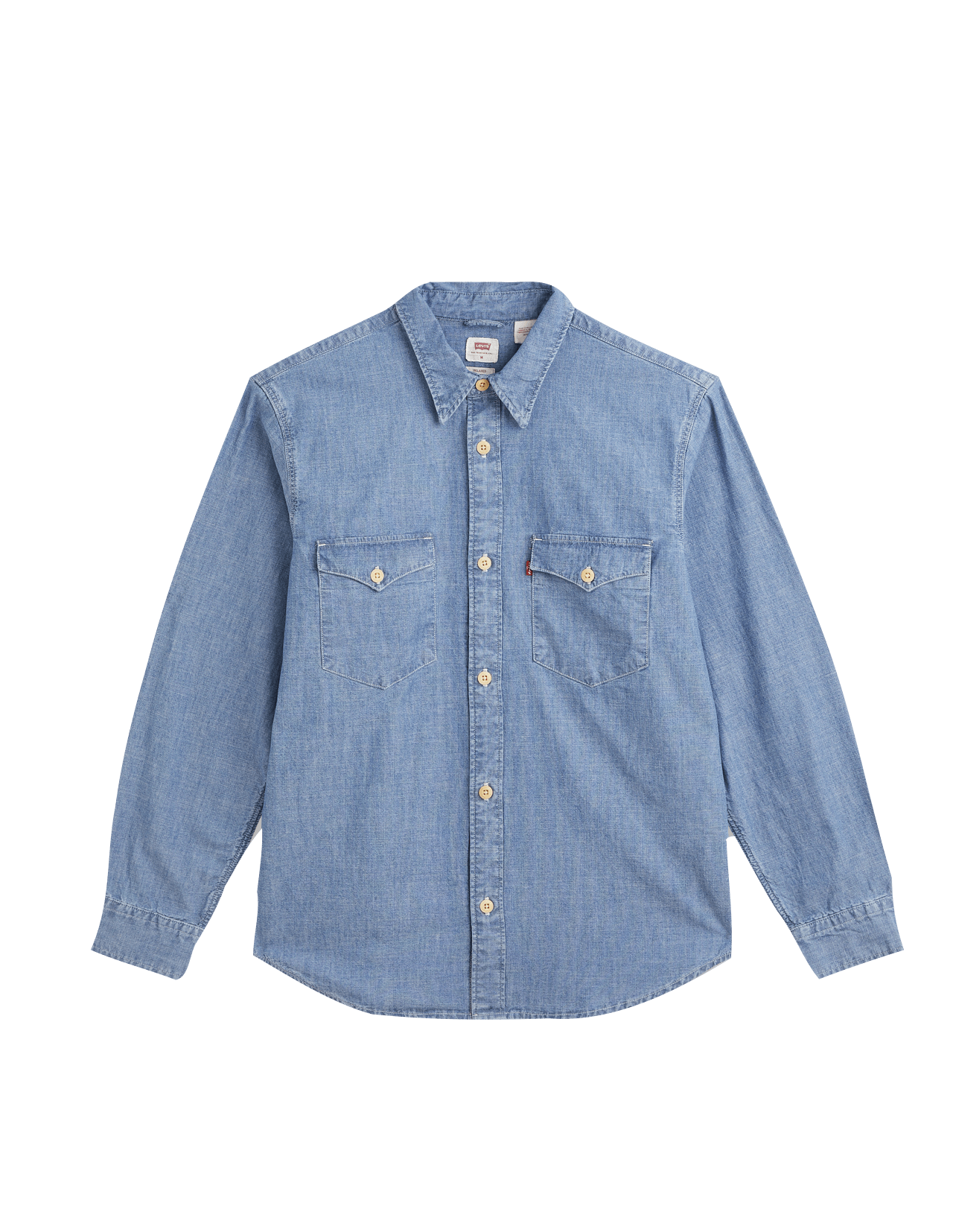 Relaxed Fit Western Shirt Cambray Light - Azul - ECRU