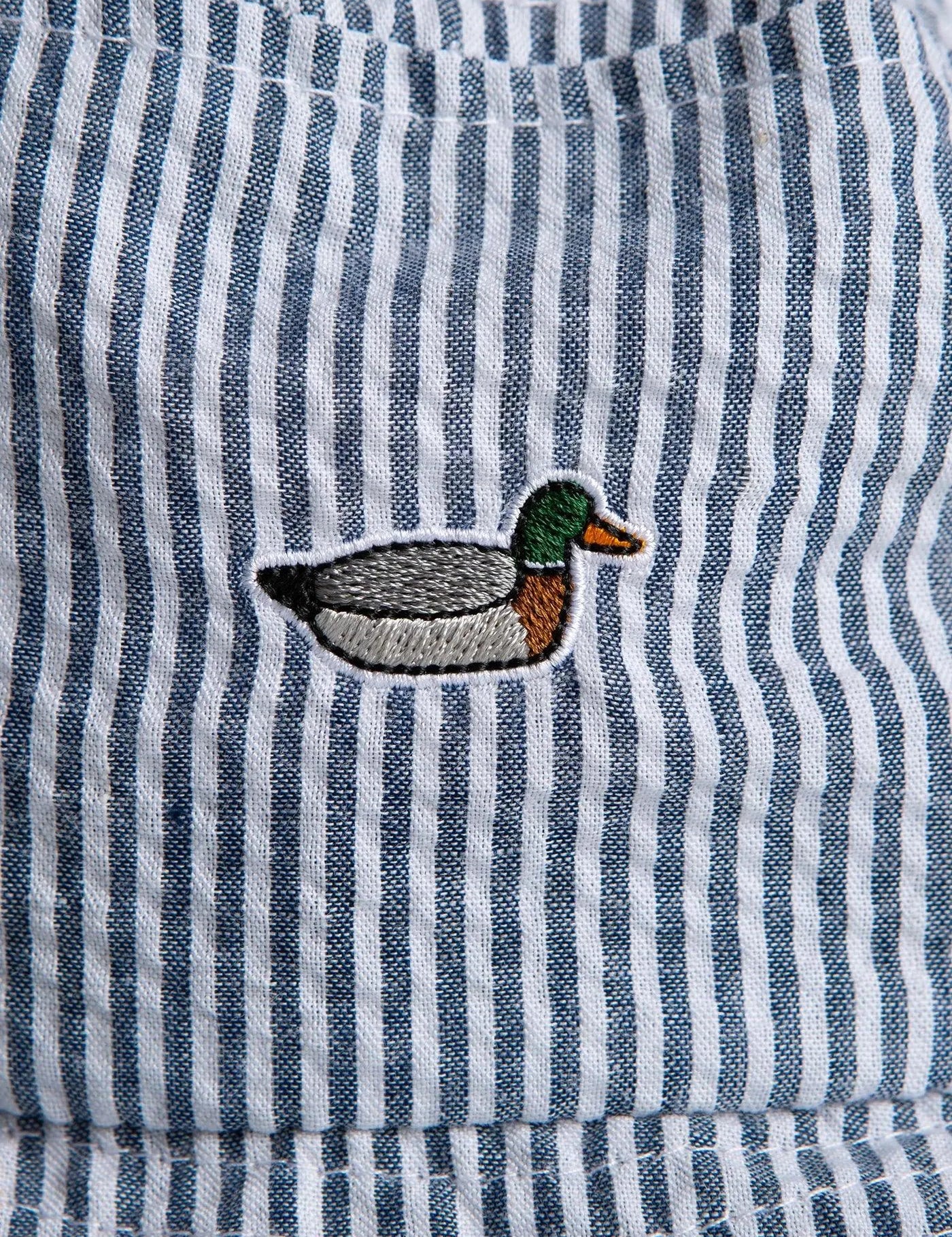 Seersucker Bucket Hat Vertical Stripes Light Blue - ECRU