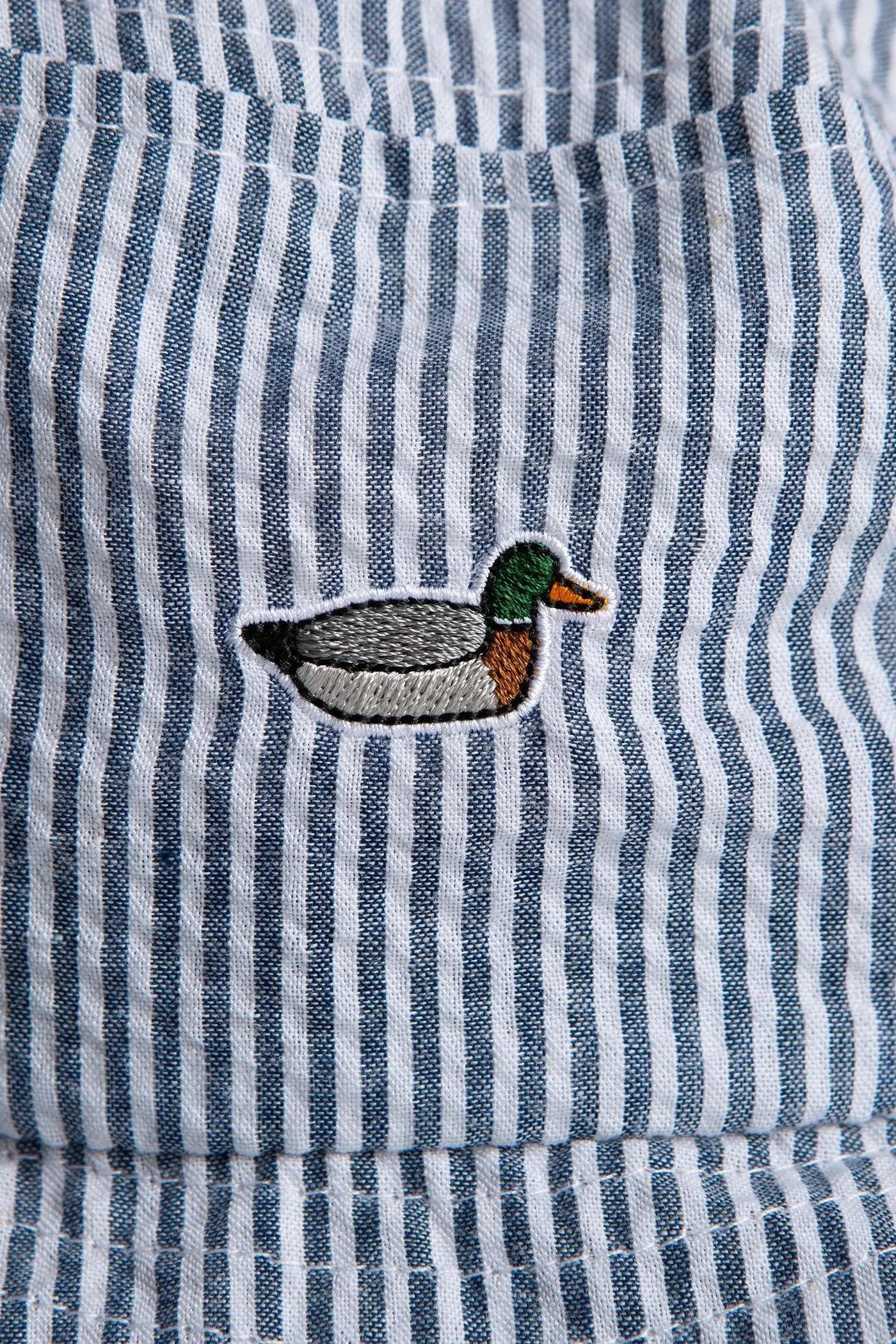 Seersucker Bucket Hat Vertical Stripes Light Blue - ECRU