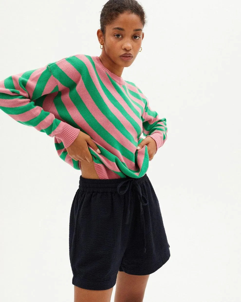 Short Geranio Dark Seersucker - ECRU