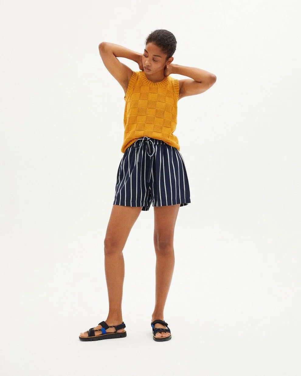 Short Geranio Rayas Navy - ECRU