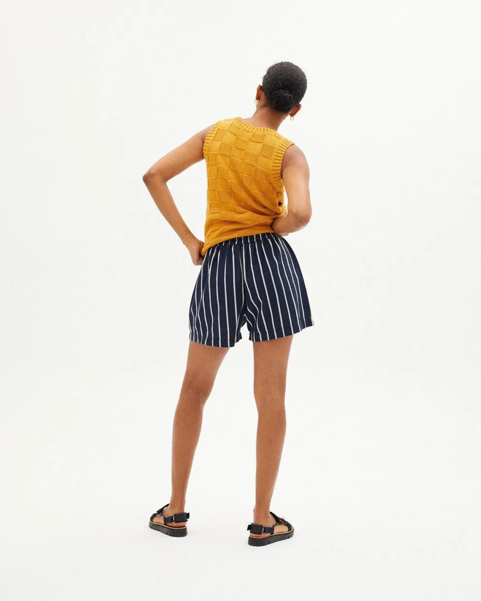 Short Geranio Rayas Navy - ECRU