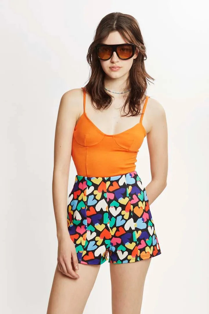 Short tiro alto Corazones - ECRU