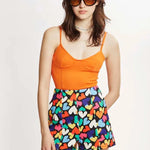 Short tiro alto Corazones - ECRU