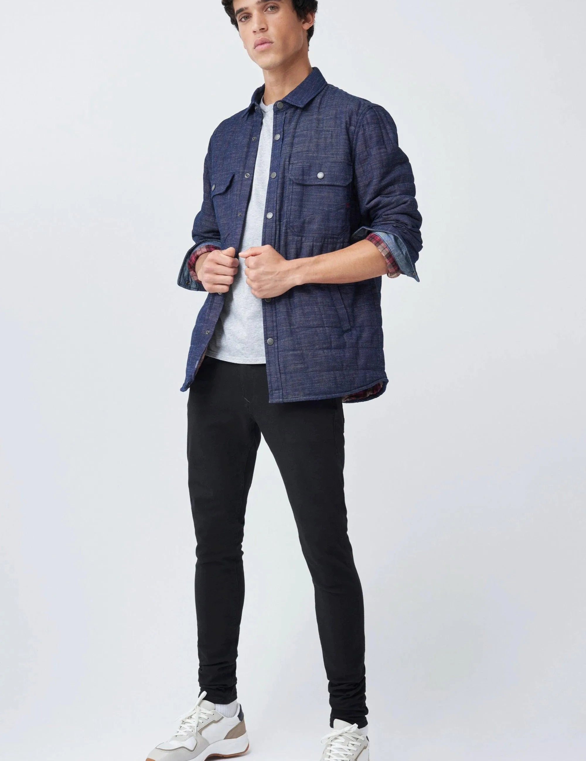 Sobrecamisa denim con relleno acolchada - ECRU