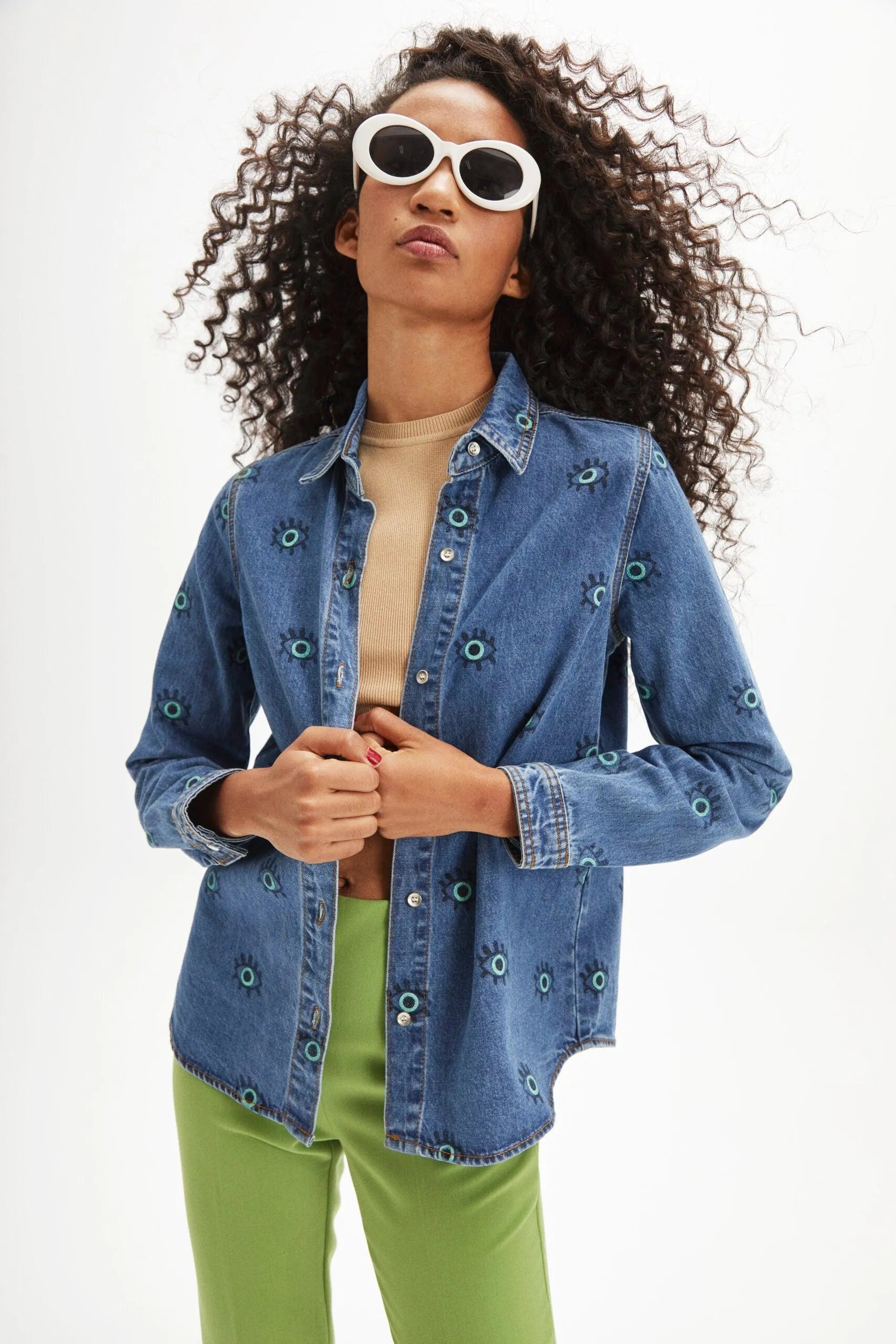 Sobrecamisa vaquera estamapada - ECRU